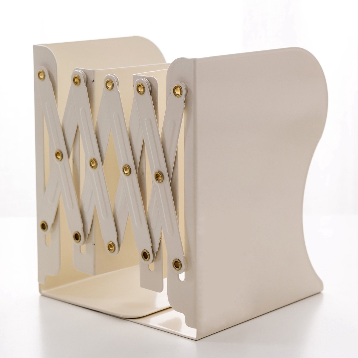 Verstelbare Metalen Boeksteunen - Zware Uitvoering voor Boekenkasten - Max 50cm - Antislip Uitbreidbaar Ontwerp voor Bureau en Kantoor - Beige