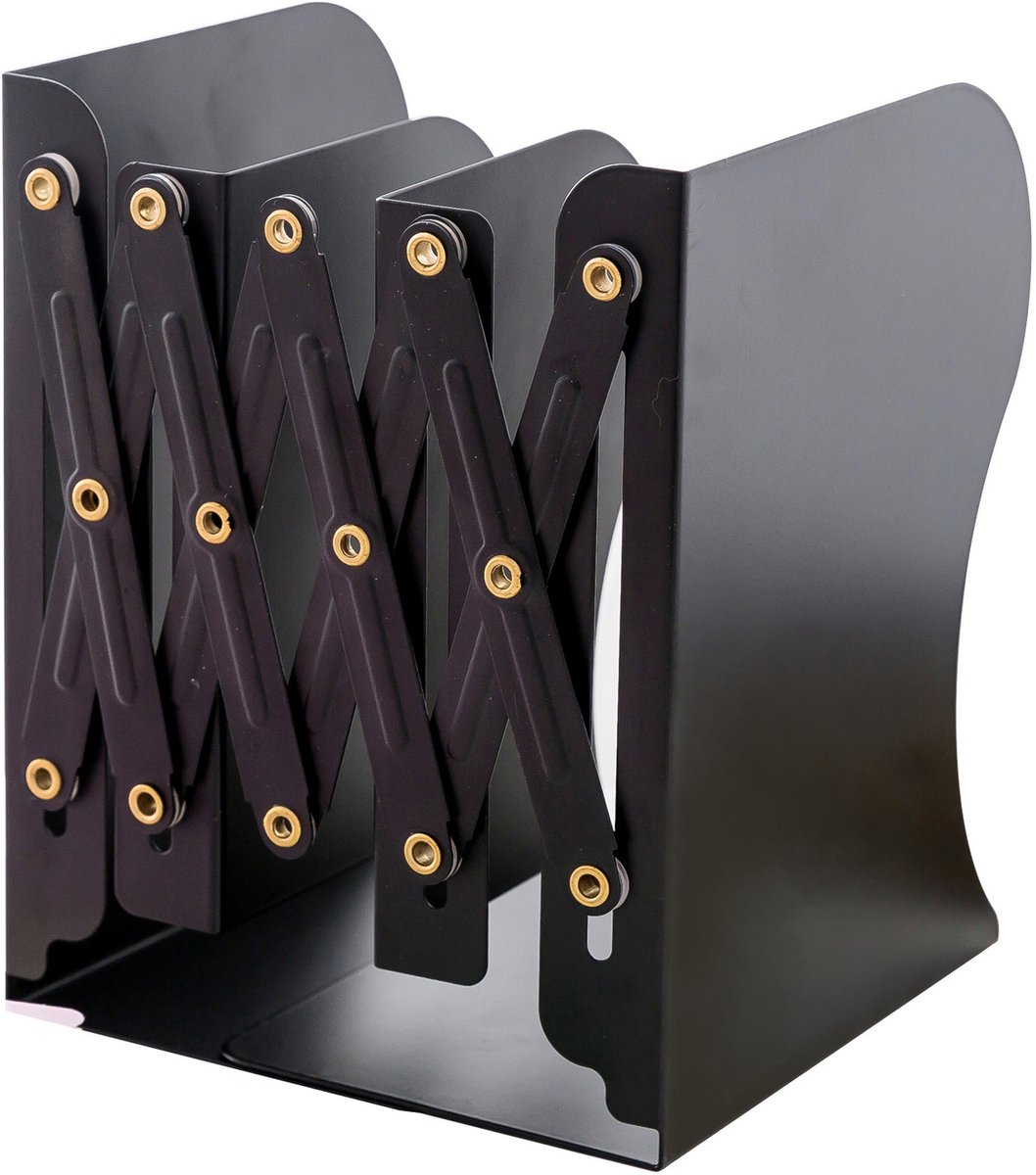 Verstelbare Metalen Boeksteunen - Zware Uitvoering voor Boekenkasten - Max 50cm - Antislip Uitbreidbaar Ontwerp voor Bureau en Kantoor - Zwart