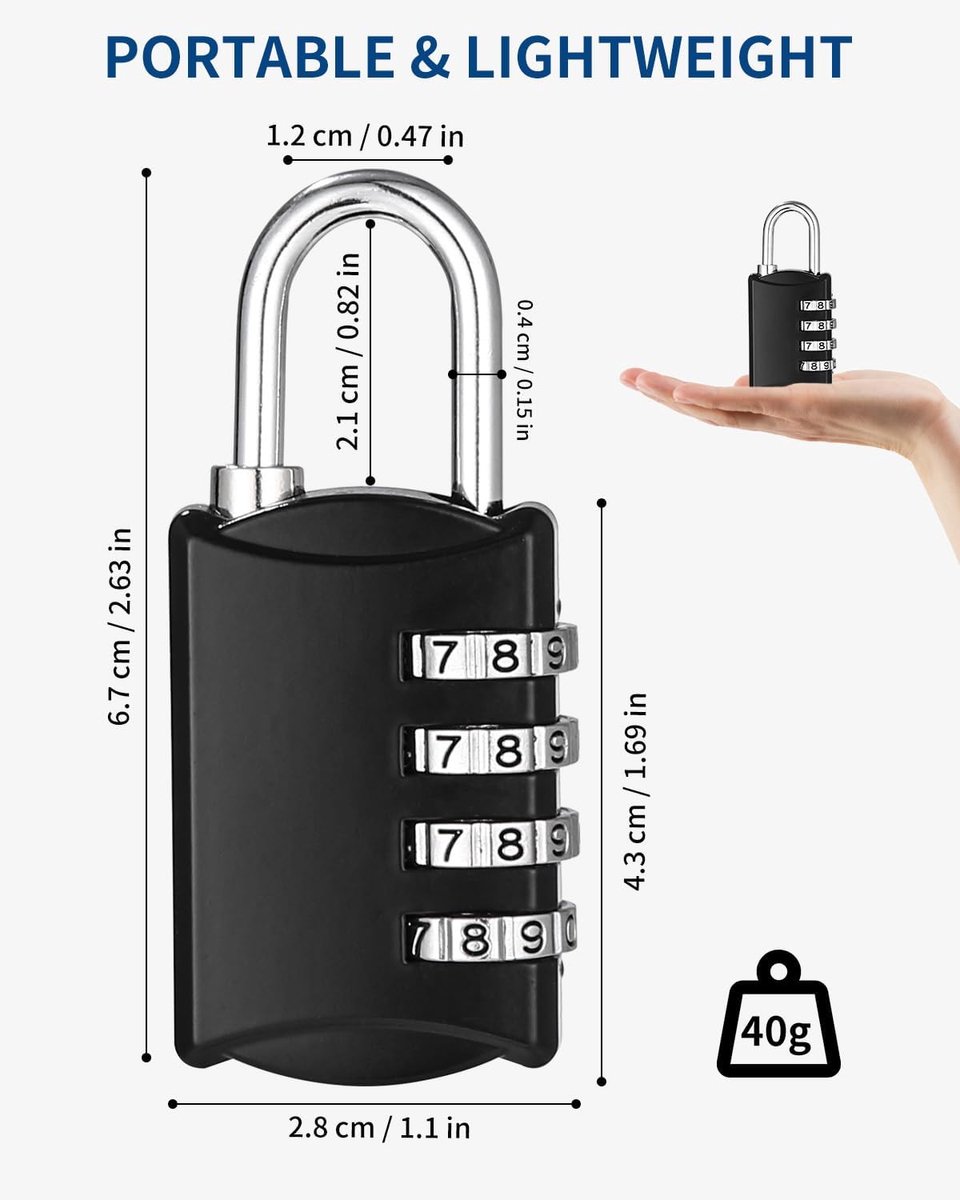 SnelShoppen - Set van 4 Combinatielocks 4-cijferige Hangslot - Weerbestendig, Zinklegering, Ideaal voor School, Kluis, Schuur, Tuin, Gym - Zilver/Zwar