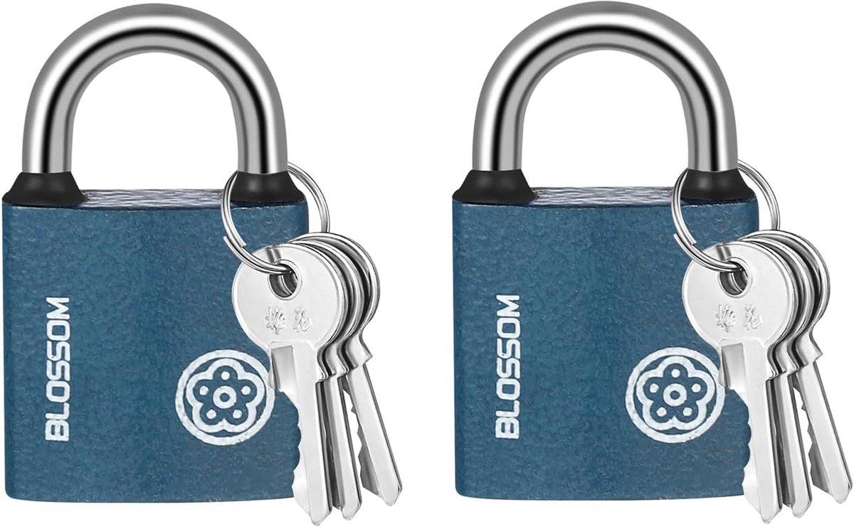 SnelShoppen - 2 Stuks Veiligheid Hangslot met Sleutels, Waterdicht Padlock, Staal, Compact voor Deuren, Tuin, Schuur, Veiligheidsbox, Sloten voor Binn