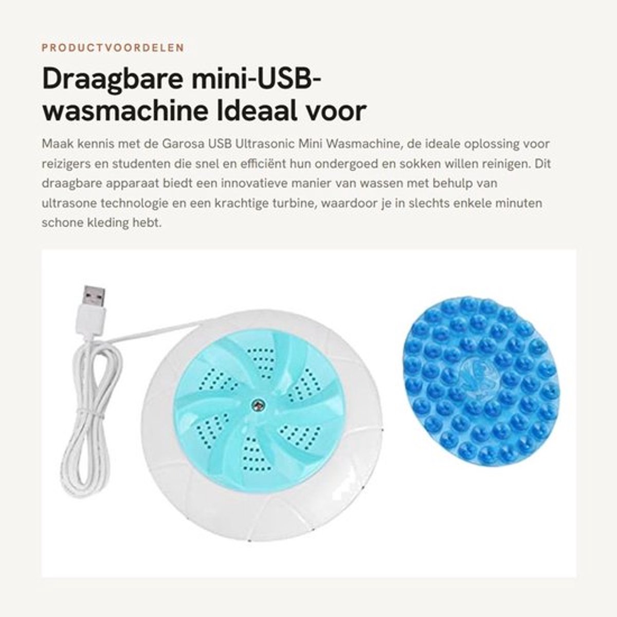 Draagbare mini-USB-wasmachine - Ideaal voor reizen - Compact formaat - Snelle reiniging - Voor ondergoed en sokken - Geschikt voor studen...