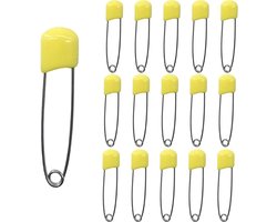 SnelShoppen - 50 Stuks 5.5cm Luier Pins Veiligheidspennen Plastic Hoofd met Vergrendelingssluiting (Geel) voor Baby Luier Bevestiging, Kleding, Creati