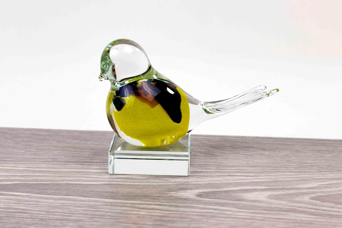 SnelShoppen - Mini Urn - Urn voor As - Gele Vogel met Bubbels - Handgemaakte Dierenurn - Kat Urn - Hond Urn - Kleine Urn - Perfect voor Herinneringen