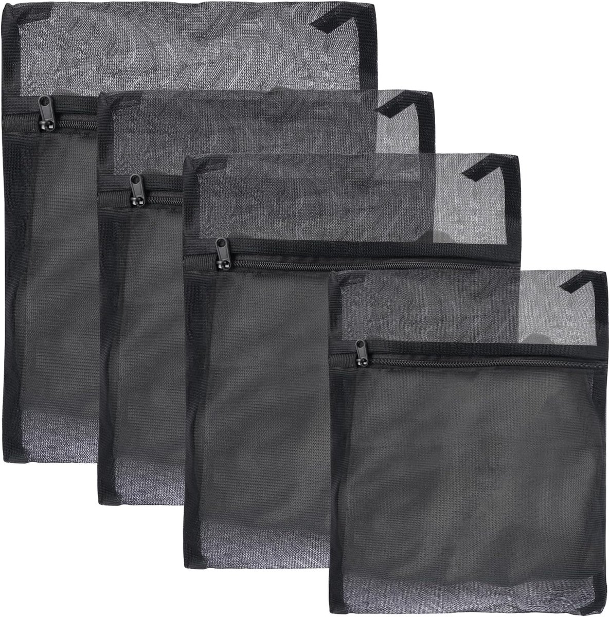 SnelShoppen - 5 Stuks Maten Rectangulaire Rits Mesh Waszakken | Bescherming voor Jassen en Donsjassen | 100% Polyester, Duurzaam en Milieuvriendelijk