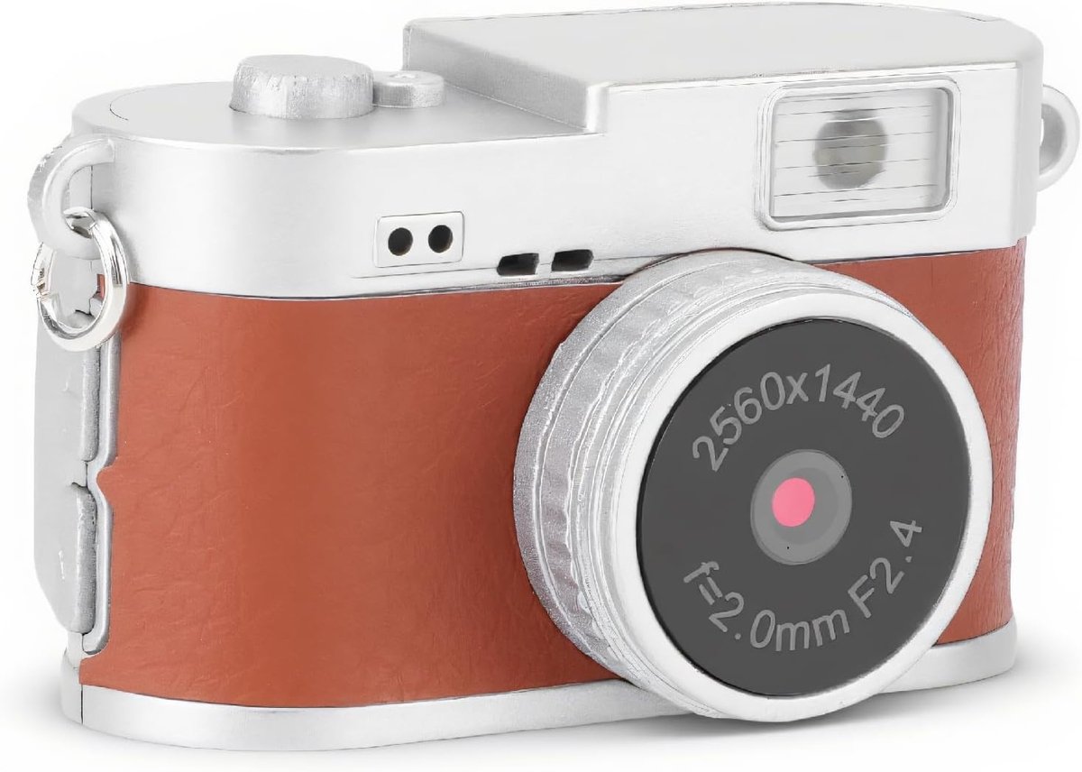 SnelShoppen - Digitale Camera 2K FHD met 32GB Kaart, Antischok Vintage Camera voor Camping, Vloggen, Feestjes, Kinderen, Jongens en Meisjes - Bruin