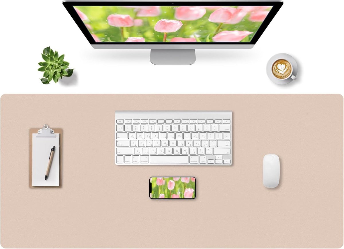 SnelShoppen - Beige Desk Pad 100x40cm - Bureau Onderlegger voor Thuiswerk, Office, en Creatieve Projecten - Stijlvolle en Functionele Bureau Accessoir
