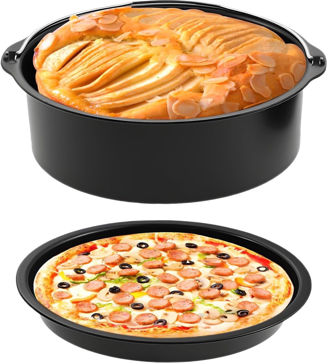 SnelShoppen - Universele Airfryer Bakaccessoires - 8-inch Antiaanbak Bakvorm voor Airfryer - Pizza Bakpan, Cake Bakplaat - Hoogtemperatuur Bestendig,