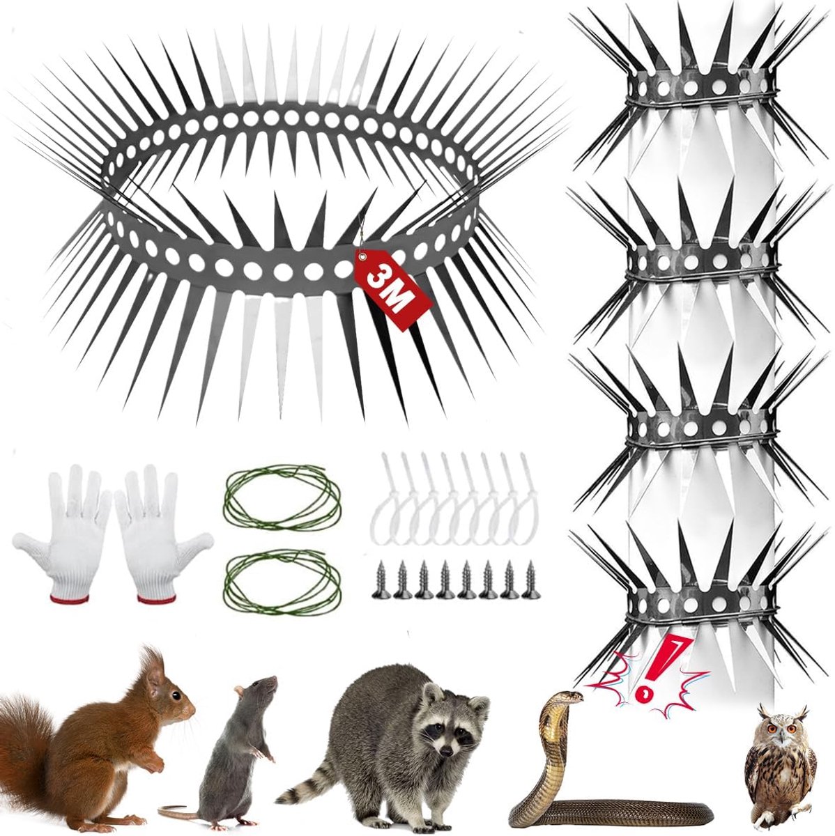 SnelShoppen - Sable Guard Kat Beschermingsband, RVS Marter Bescherming Buis, Marterband voor Stalen Afvoerbuizen, Tuin, Dak, Boom 100/200/300 cm (3m)