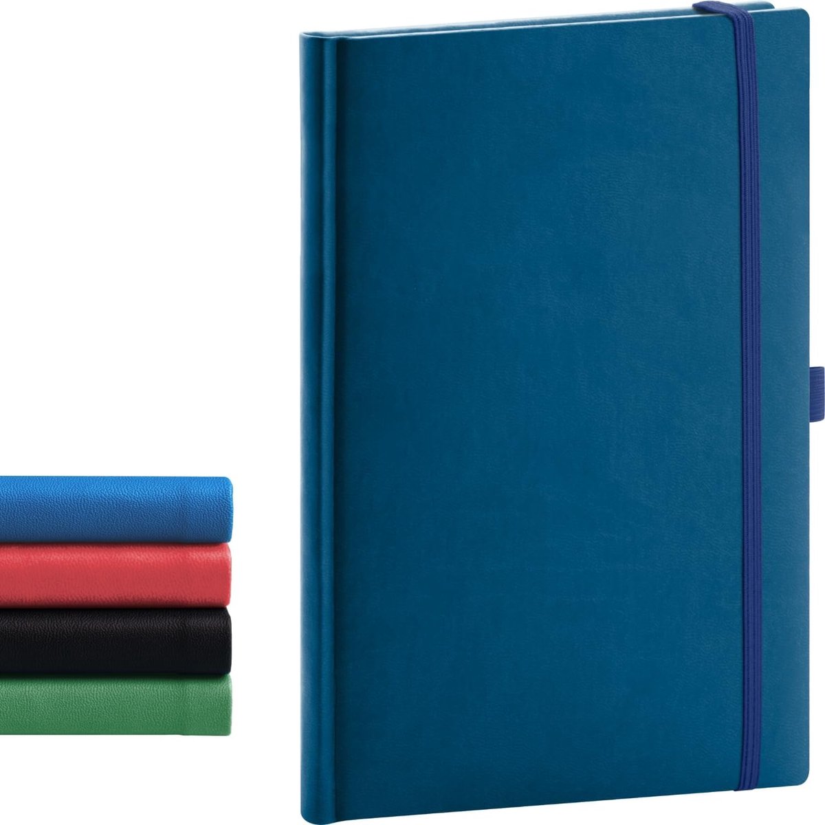 SnelShoppen - Hardcover Notitieboek A5 - Gelinieerd - Blauw - 192 Pagina's - Dagboek met Elastische Band en Penhouder - Perfect voor School, Werk en P