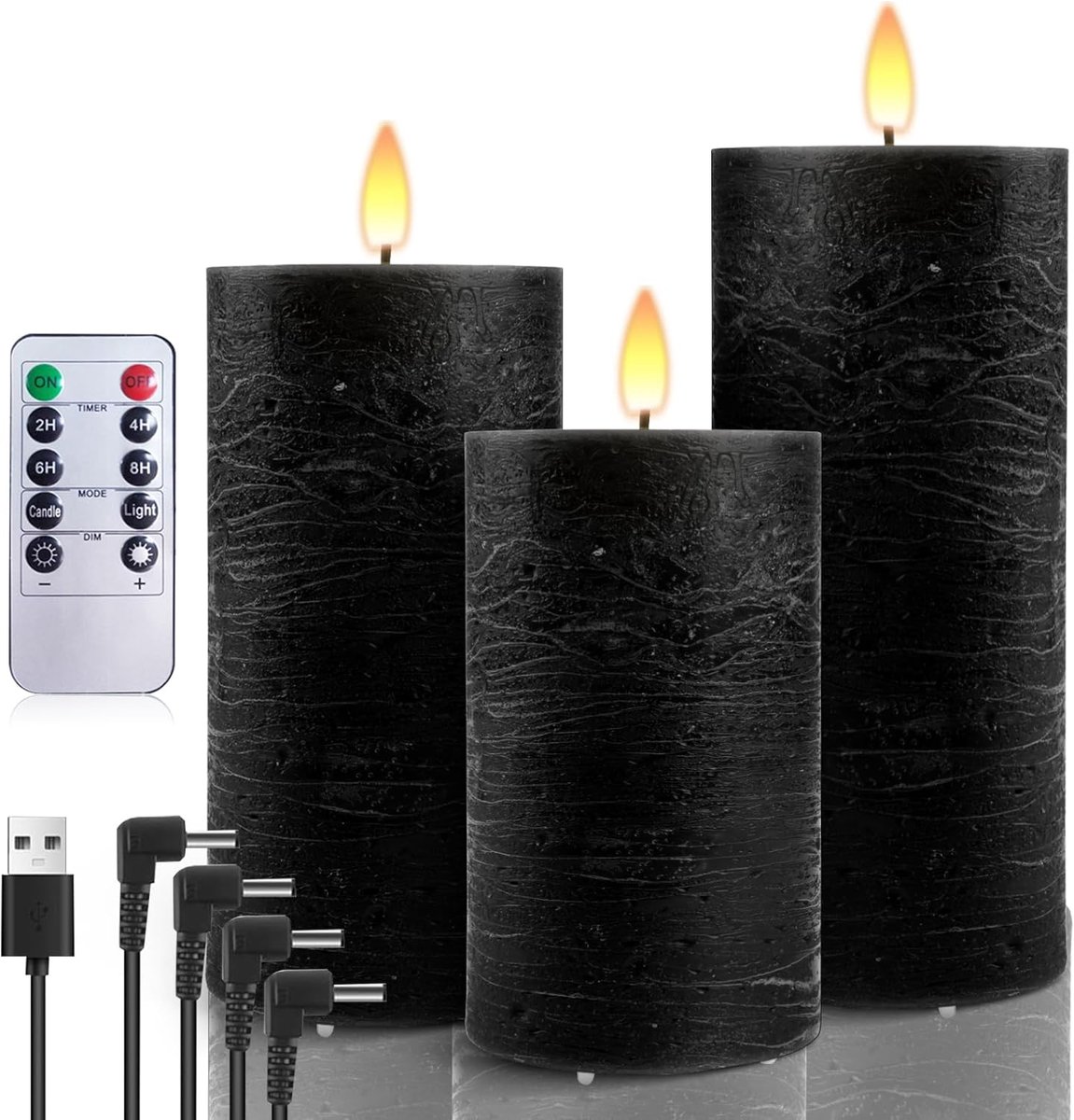 SnelShoppen - LED Kaarsen Set van 3 - Oplaadbare Flameless Wax Pillar Kaarsen met Afstandsbediening en Timers - Ideaal voor Feest, Tuin, Kamperen en B