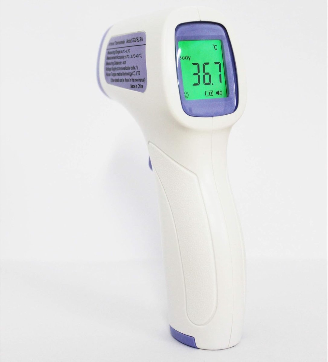 SnelShoppen - Infrared thermometer 200 g - Digitale thermometer voor instant temperatuurmeting, koortsindicatie in rood en normaal in groen, contactlo