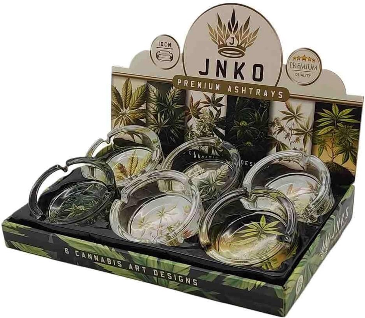 SnelShoppen - Display Asbakken Rond Glas 10cm | Plant Art Serie | 6 Verschillende Ontwerpen | Kwaliteit Glas | Perfect voor Feest, Tuin, Keuken | 6 St