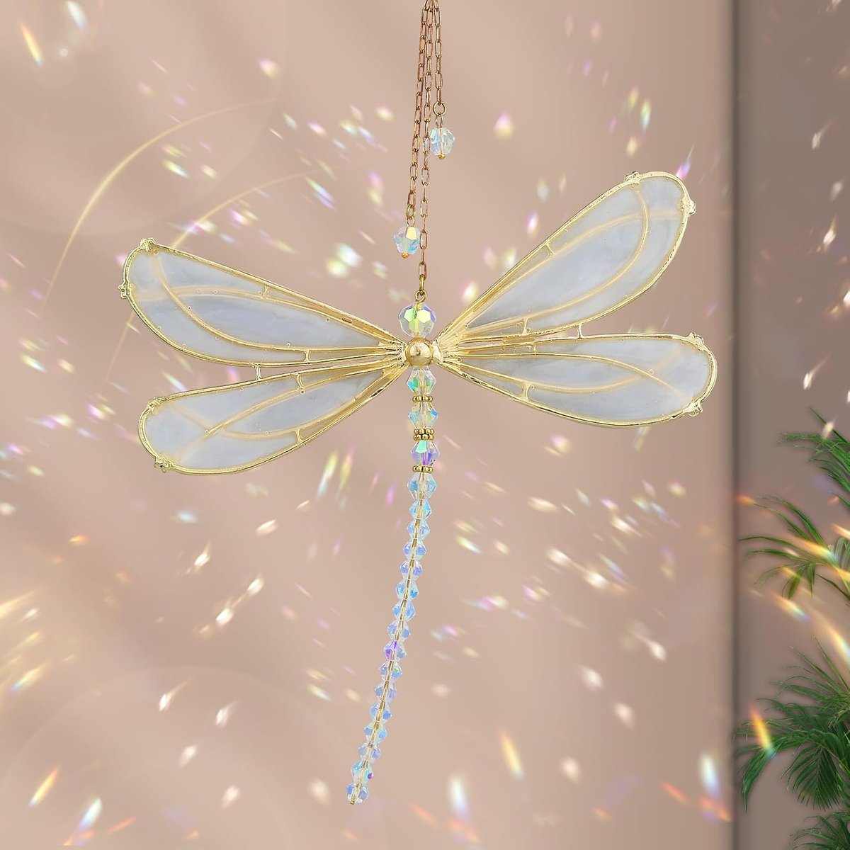 SnelShoppen - Suncatcher Raamdecoratie Draakvlieg - Kristallen Zonvangertje - 25 cm - Rainbow Effect - Tuin Decoratie voor Binnen en Buiten