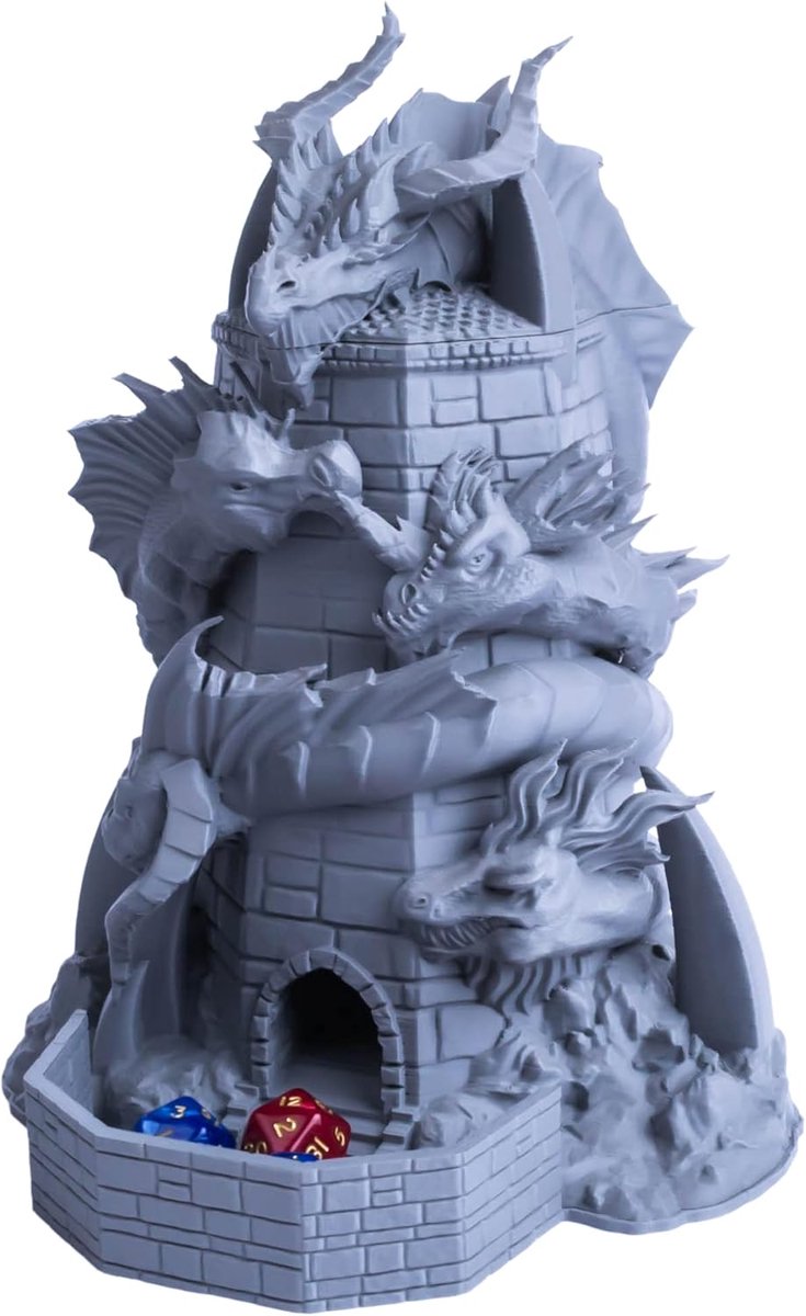 SnelShoppen - Tiamat Dobbeltoren voor Dungeons & Dragons, Unieke Dice Tower voor Tabletop RPG, Perfect Cadeau voor Gamers, Houten Design, Geschikt voo