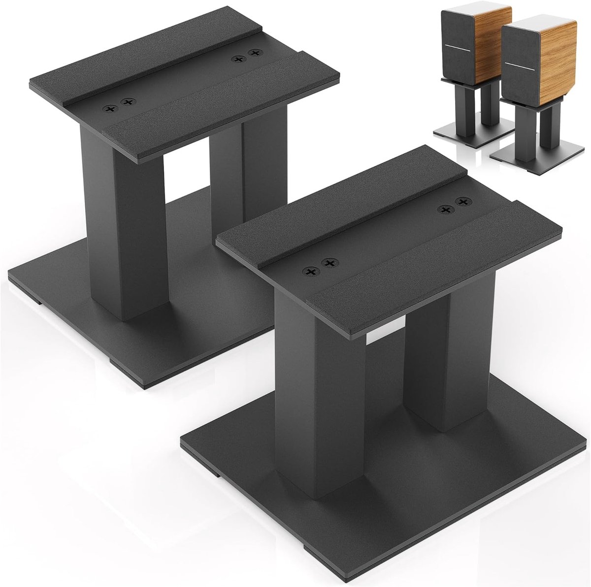 SnelShoppen - Set van 2 Bureau Speaker Standaards, Universele Metalen Speaker Poten, Ergonomisch Ontwerp tot 13kg, Ideaal voor Computer en Boekenkast