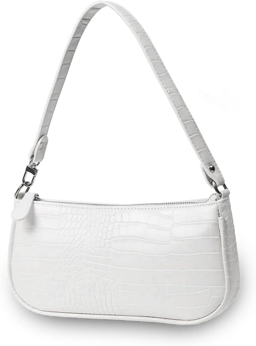 SnelShoppen - Retro 90s Schoudertas met Chic Krokodillenprint - Dames Mini Schoudertas - Vintage Handtas - PU Leer - Ideaal voor Feestjes en Dagelijks
