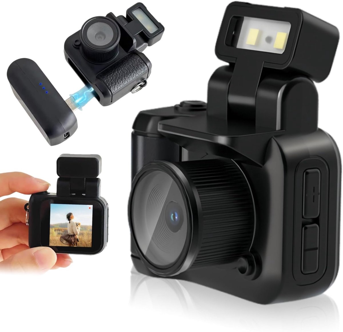 SnelShoppen - Mini Sleutelhanger Camera voor Studenten - 1080P HD Vlog Camera met Kleurenscherm - Ideaal voor Kinderen en Tieners - Perfect voor Campu