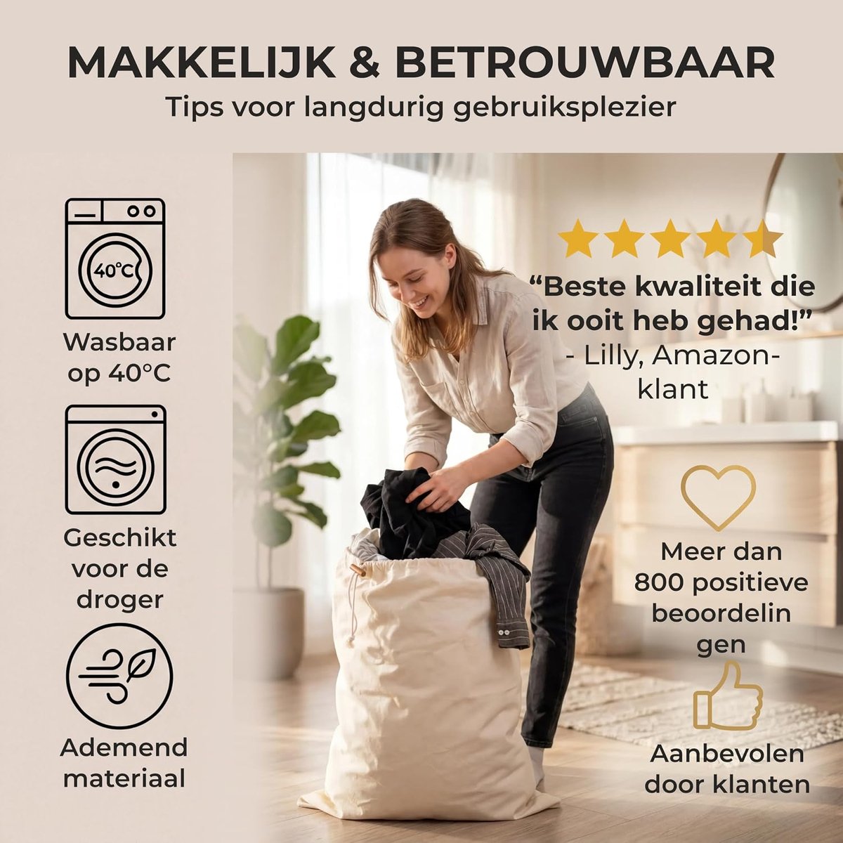 SnelShoppen - Waszakken set van 2, 50 x 70 cm EXTRA groot, duurzaam, 100% katoen, Oeko-Tex gecertificeerd, ideaal voor reizen, milieuvriendelijk