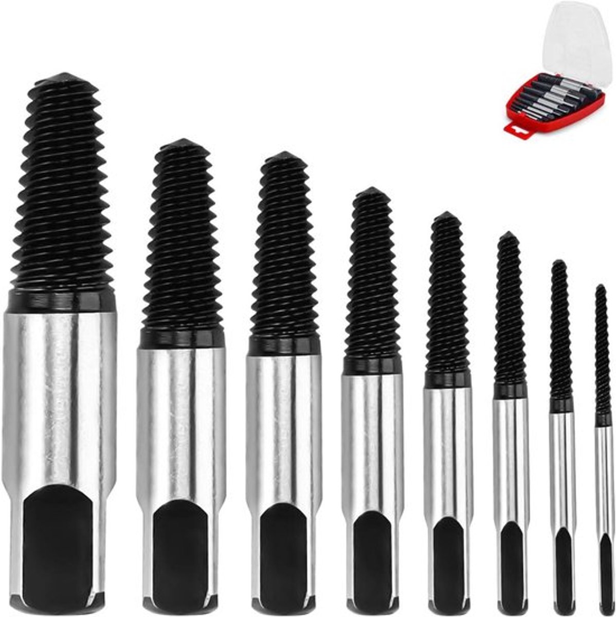 Professionele Schroevendraaierset 8 Stuks voor Linkse Uitdraaien, Schroefextractor Kit voor Beschadigde Schroeven, Buizen, M3-M45