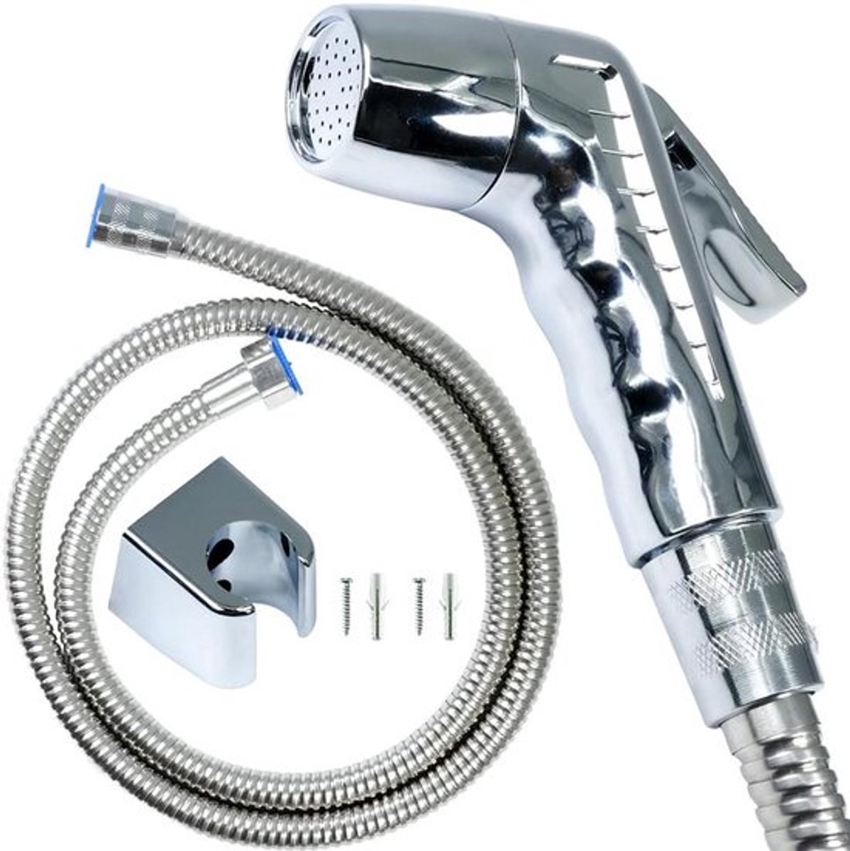 Chroom handdouche set met douchekop, 1/2 inch schakelaar, slang en haak - Badkamer accessoire - Waterbesparend