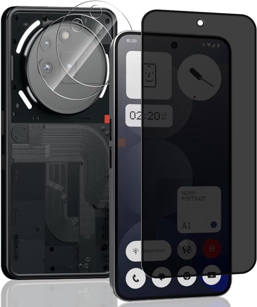 SnelShoppen - Privacy Tempered Glass Screen Protector voor Smartphones, 9H Hardheid, Anti-Spy Bescherming, 1 Stuk + 2 Camera Lens Films voor Veilighei