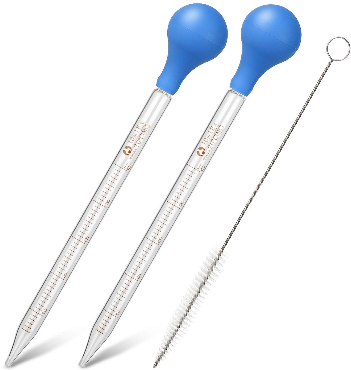 SnelShoppen - 2Pcs 10ml Glas Graduated Pipette Dropper, Transfer Pipetten voor Vloeistoffen, Meetpipetten, Druppelpipetten met Heldere Schaal en Rubbe