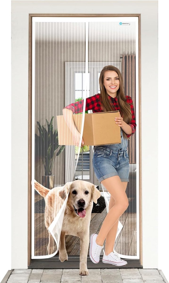 SnelShoppen - Vliegengordijn Magnetisch 90 x 210 cm, Insectenbescherming voor Balkondeur, Patio en Kelderdeur, Wit, Ideaal voor Thuisgebruik