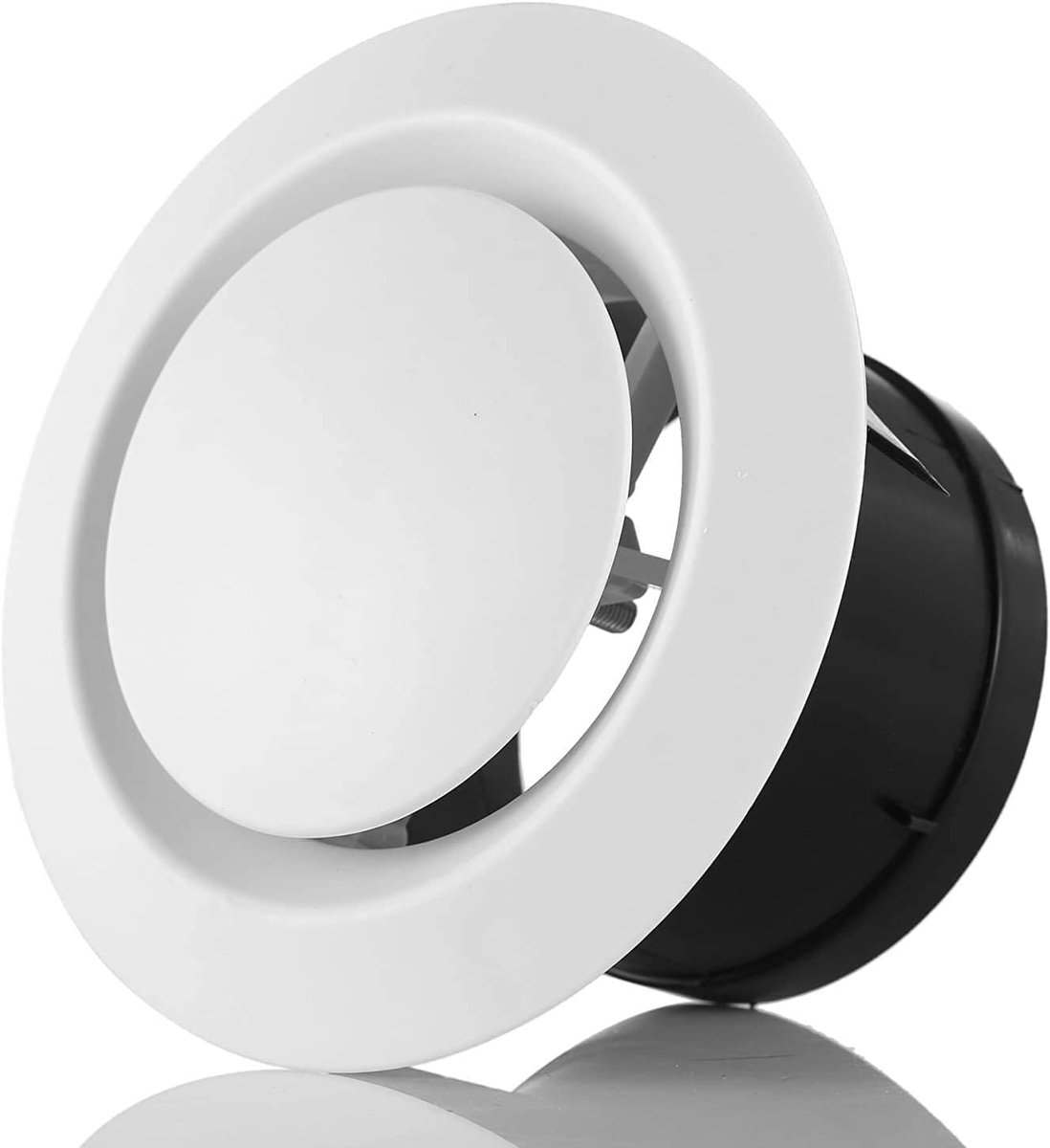 SnelShoppen - Ventilatieklep 75mm Wit - ABS Verstelbare Disc Ventilatiegrille voor Plafond