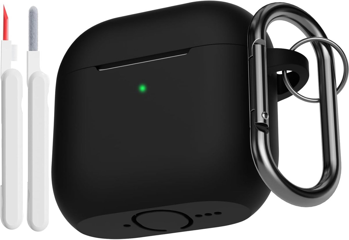 SnelShoppen - AirPods 4 Case Cover met Schoonmaakset - Zachte Silicone Volledige Lichaam Beschermhoes - Schokabsorberend - Inclusief Schoonmaakpen en