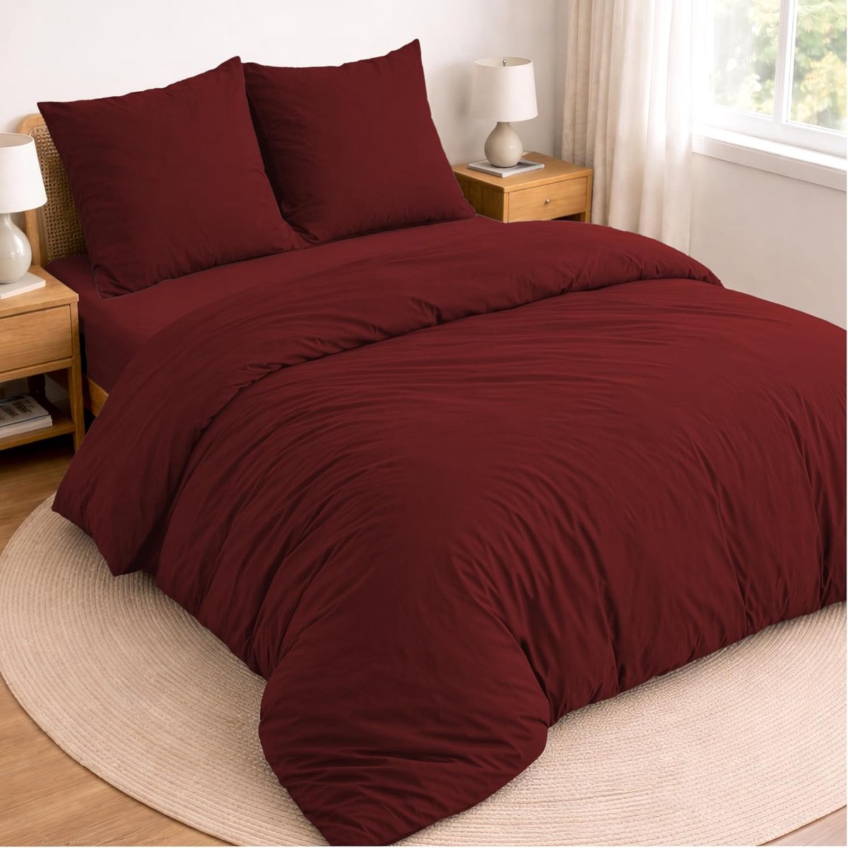 SnelShoppen - Twinzen Bedlinnen Set 180x200 cm - 4-delige Dekenhoes 220x240 cm, Hoeslaken 180x200 cm met 2 Kussenslopen 65x65 cm - Geborsteld Microvez