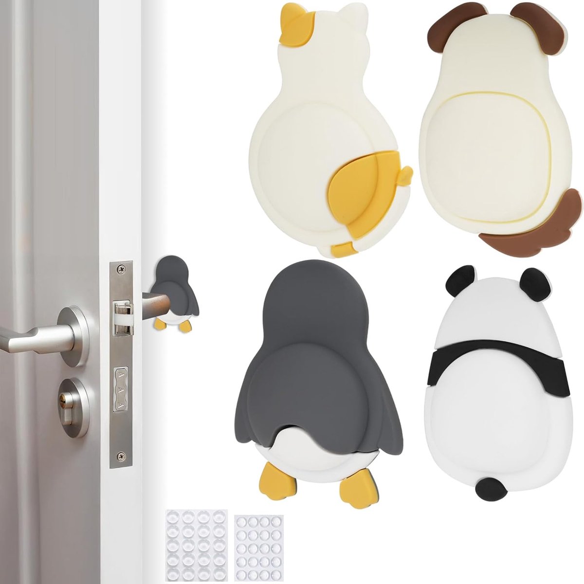 SnelShoppen - Deur Stopper Wand Zelfklevend 4 Stuks Deurstop Wandbuffer als Bescherming voor Muur en Deur en Koelkastdeur 14mm met 2 Stuks Silicone Li