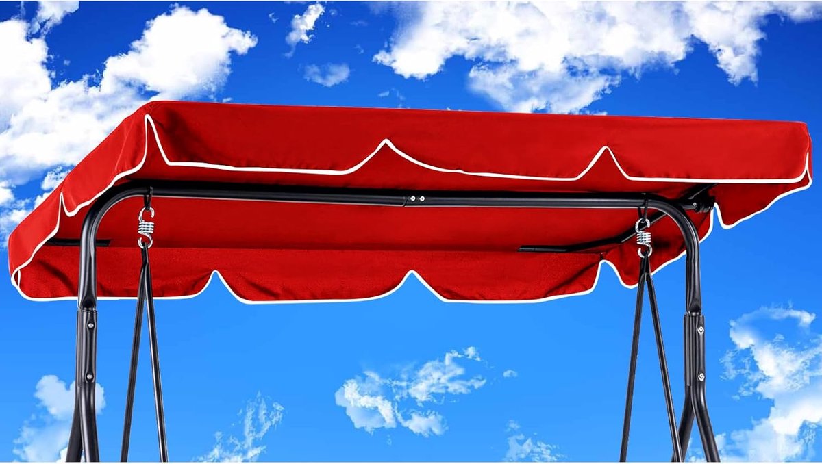 SnelShoppen - Tuinschommel Vervangend Dak 210 x 145 cm Waterdicht Windbestendig Polyester Schommelbedekking Rood voor Buitengebruik