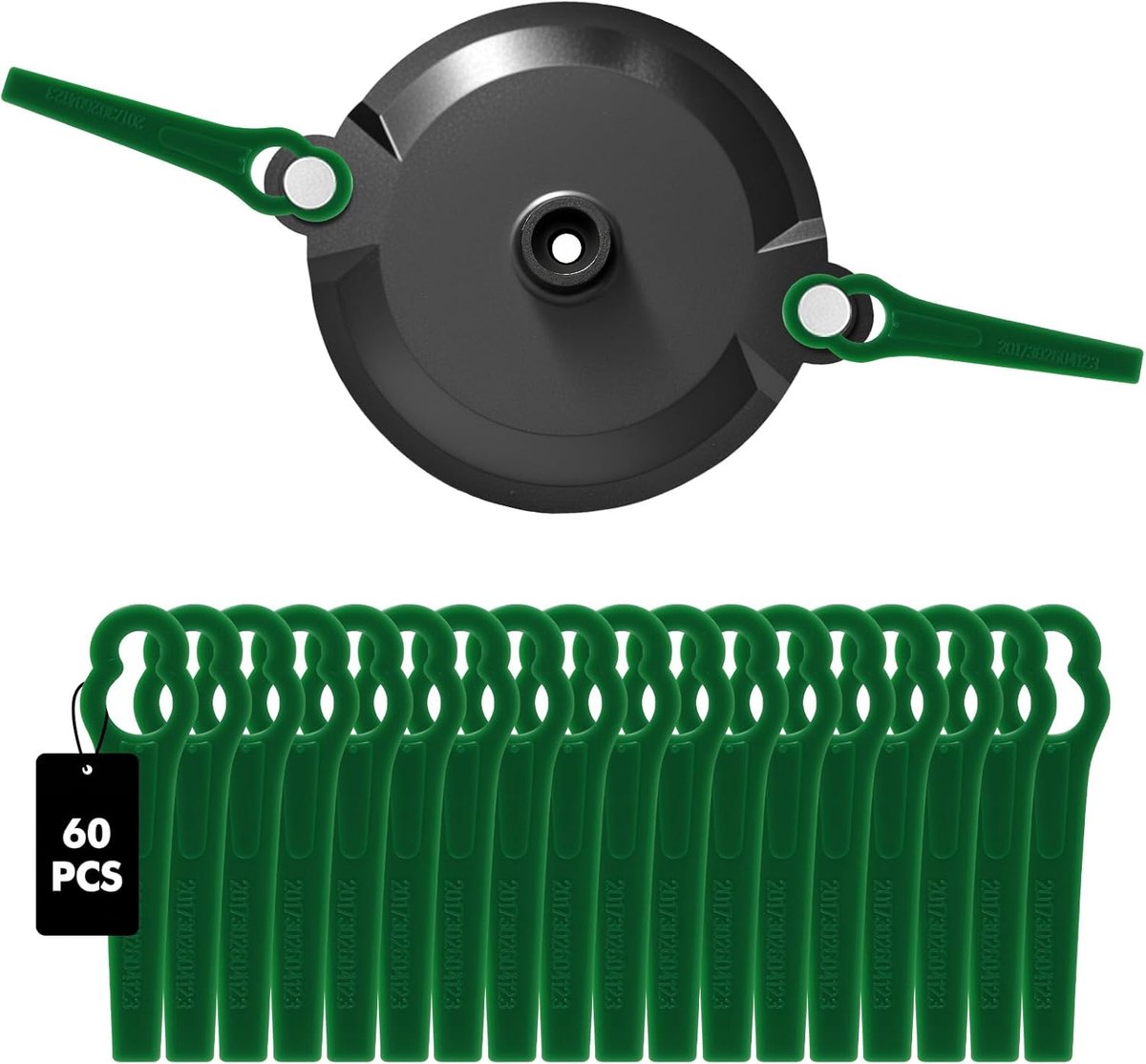 SnelShoppen - Double Blade Disc en 60 Stuks Accu Maaier Mesjes Set, Dubbele Mes Houder Snijdisk Compatibel voor Tuinonderhoud, Grasmaaier, Tuingereeds