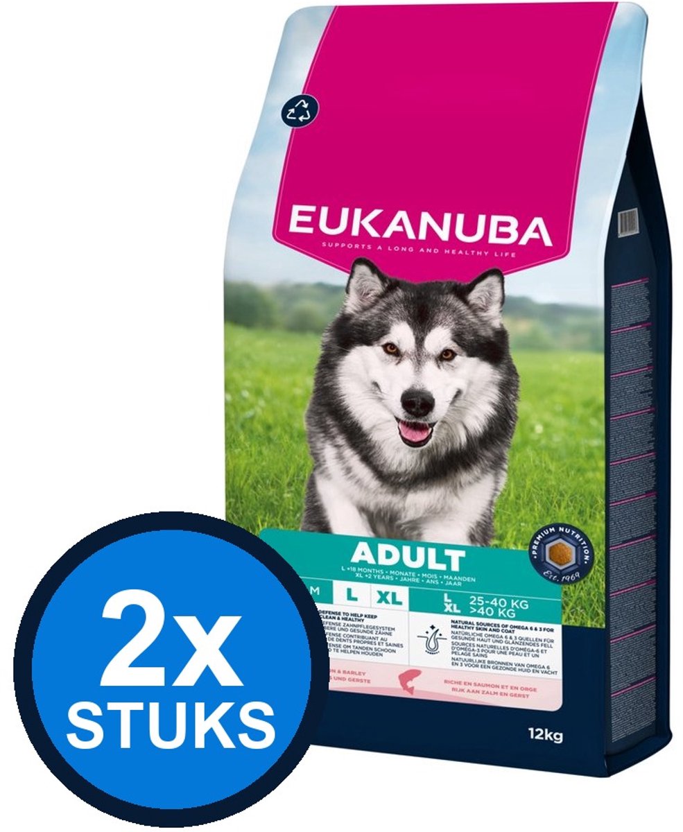 2x Eukanuba - Life Care dog adult large salmon&barley 12kg