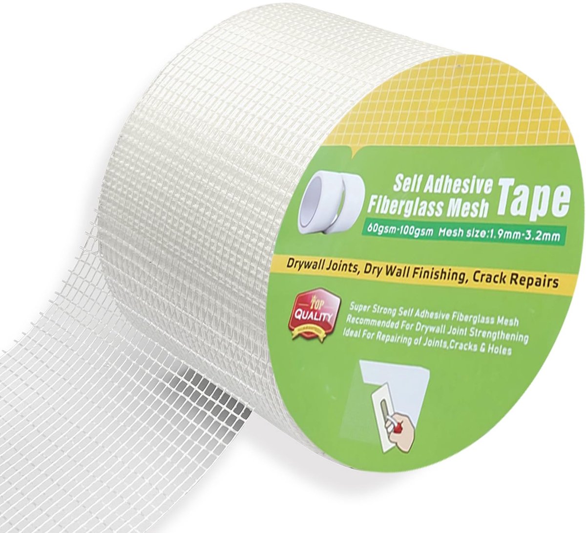SnelShoppen - Zelfklevende Joint Tape 100mm x 30m, Fiberglass Tape voor Gipsplaten, Scheuren en Gaten Reparatie, Hoogwaardige en Duurzame Constructie