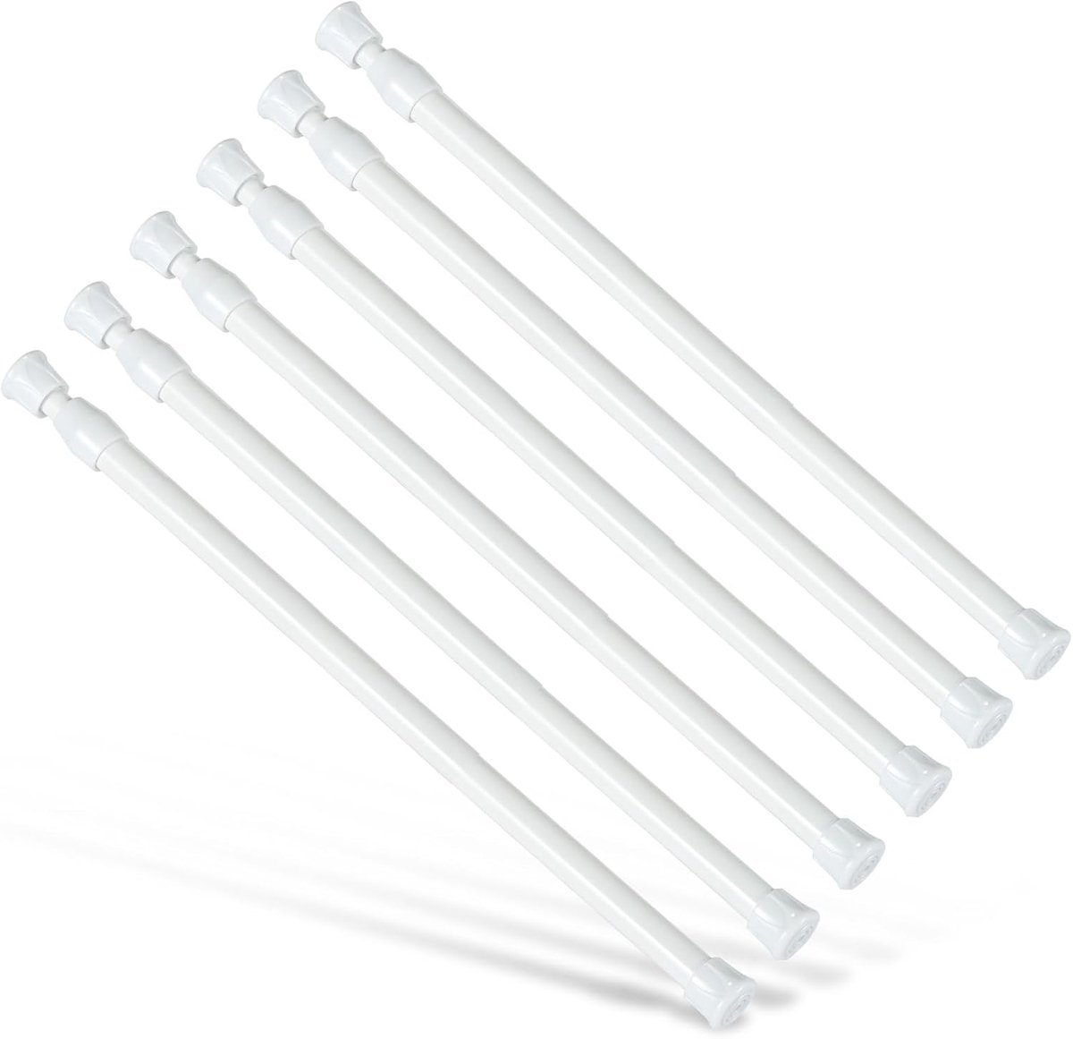SnelShoppen - Tension Rod 40-70 cm Verstelbare Tension Stang zonder Boren, Roestbestendig, 6 Stuks voor Keuken, Kast, Boekenkast, Wit