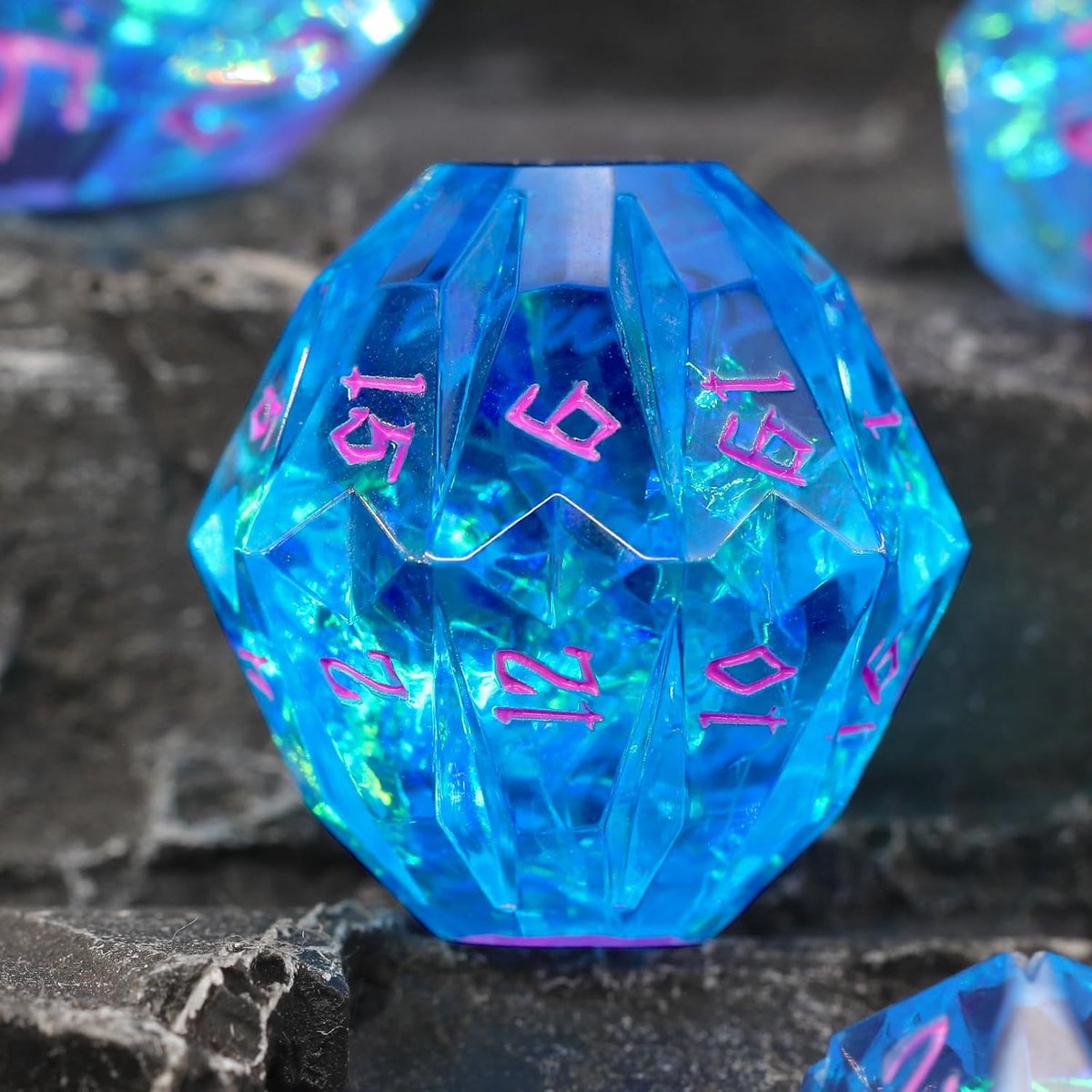 SnelShoppen - DND Dobbelstenen Set - 7 Stuks Polyhedrale Hars Dobbelstenen - Unieke Blauw & Paars Design - Perfect voor Dungeons and Dragons Spellen