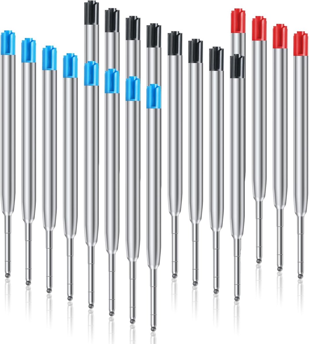 SnelShoppen - Gel Pen Refills 20 Stuks - Vervangbare Metalen Balpen Navullingen - Mediumpunt - Zwart/Blauw/Rood - Perfect voor Werk, School, Schrijven