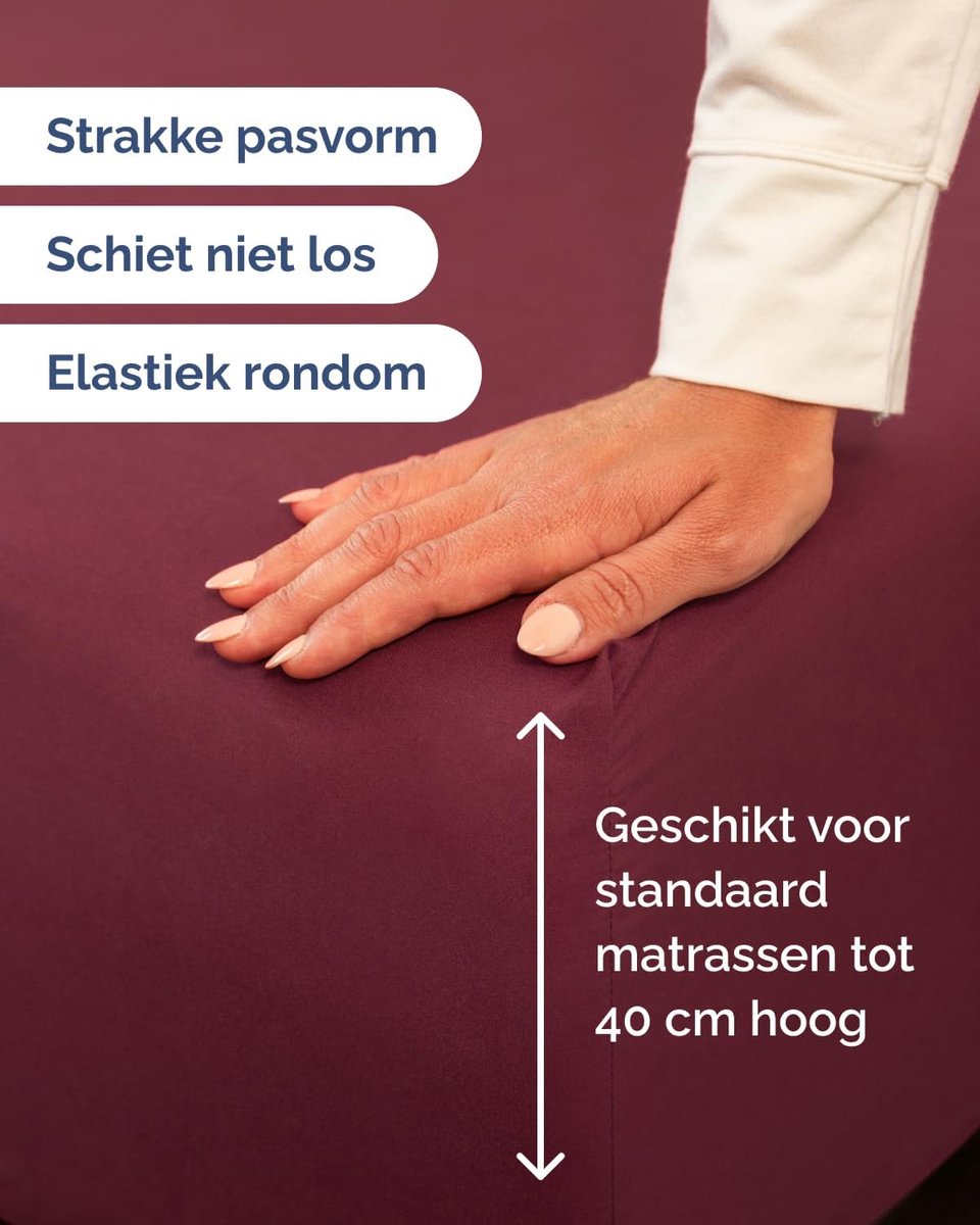 SnelShoppen - Fitted sheet 200x200 cm - 40 cm diepe hoeken - Microfleece polyester - Geschikt voor boxspring - OEKO-TEX gecertificeerd - Bordeaux rood