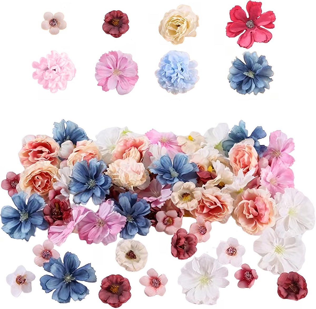 SnelShoppen - 40 Stuks Kunstbloemen Decoratie Kopjes, Silk Bloemen voor Bruiloft, Cake Decoratie, Bloemstukken, Ambacht, Scrapbooking, Feest, Verschil