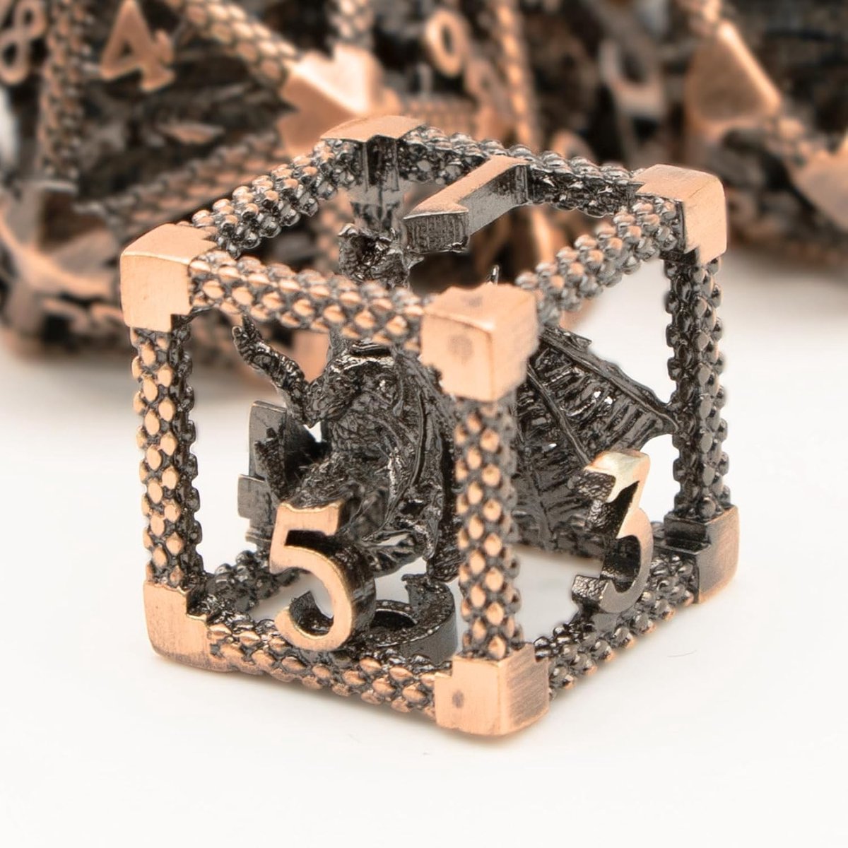 SnelShoppen - D&D Würfel Set 7-delig, Dungeons and Dragons Polyhedrale Metalen Dobbelstenen, 3D-Koper, Voor RPG, Bordspellen, Role-Playing Games, D&D