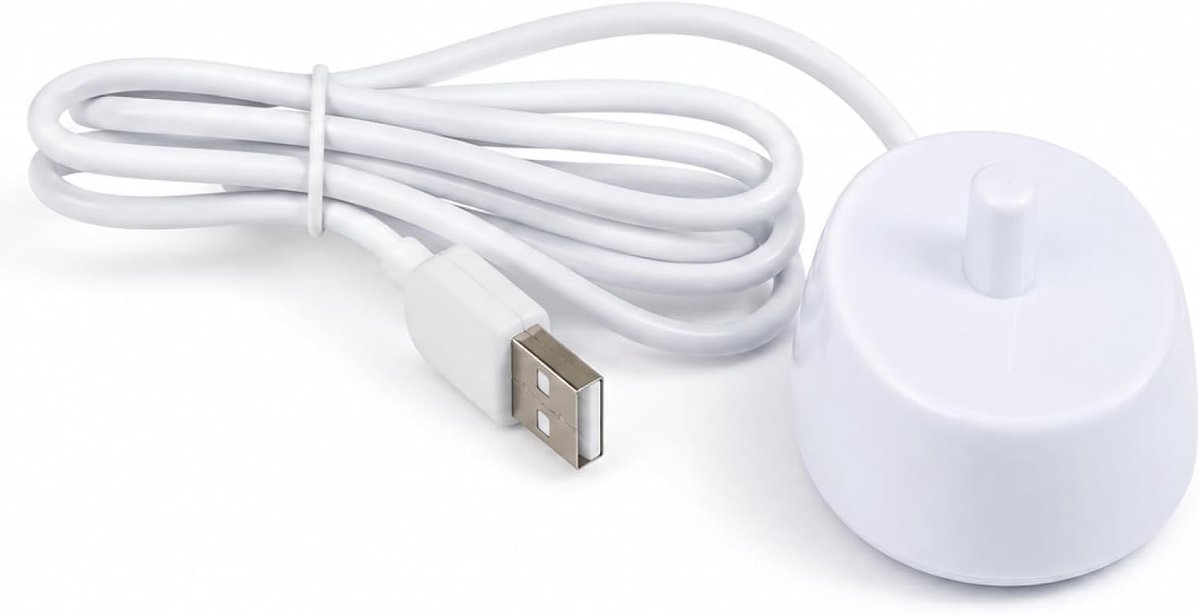 Elektrische Tandenborstel Oplader - Inductief Laadstation USB - Tandenpoetsen Opladen - IP67 Waterdicht Ontwerp - Compact Reisformaat - Wit