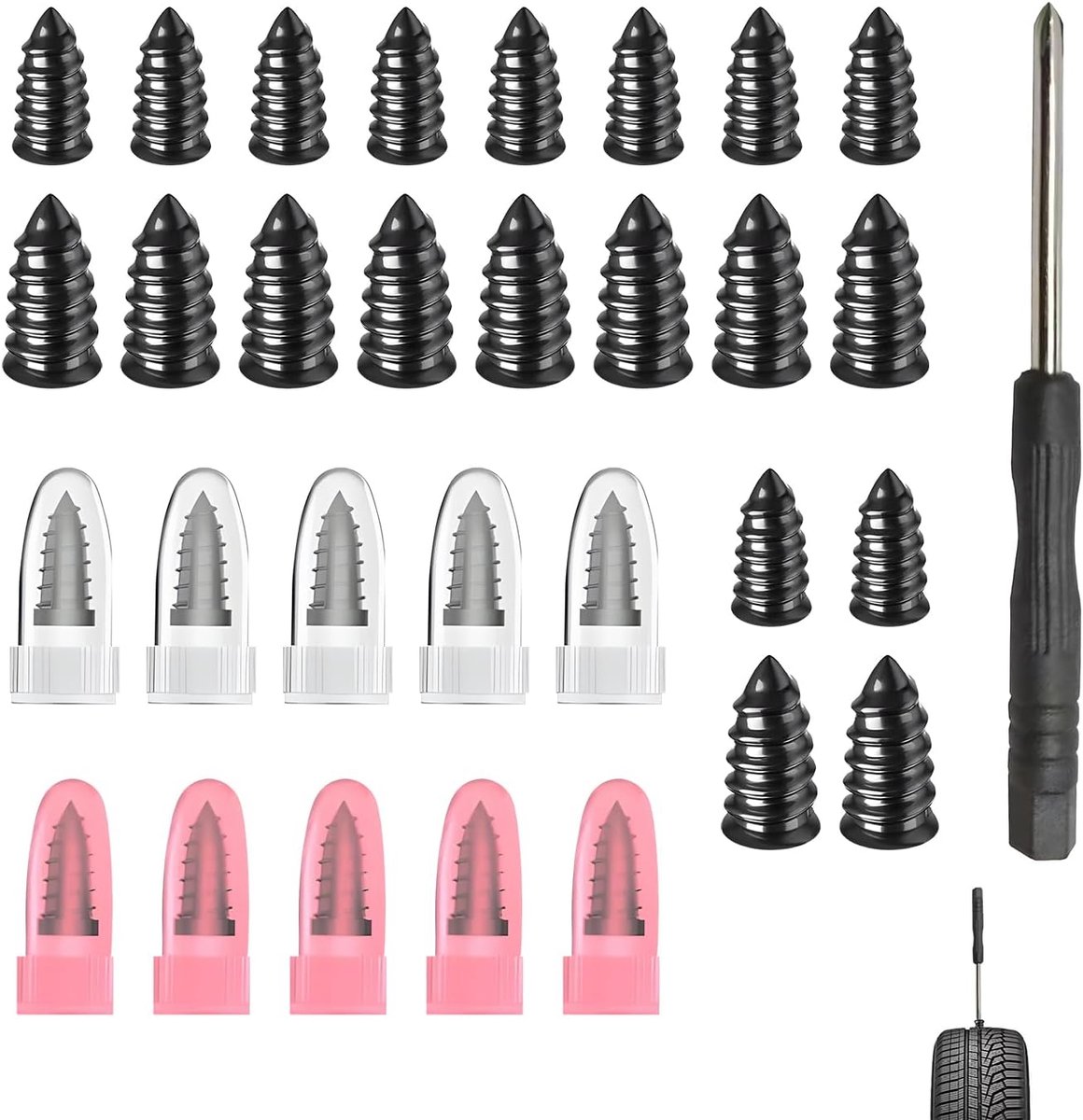 SnelShoppen - Vacuüm Bandenreparatienagelset (31-delig) met Schroevendraaier, Tubeless Bandenreparatie voor Auto's, Vrachtwagens, Scooters - Snelle Pe