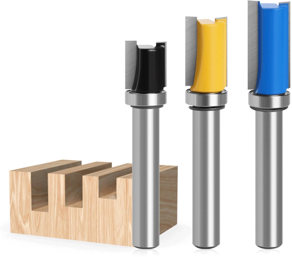 SnelShoppen - 3pcs 8mm Edge Cutter Router Bit Set voor Precisie Frezen, Hoogwaardige C3 Tungsten Carbide Bladen, Geschikt voor Houtbewerking, Trimmen