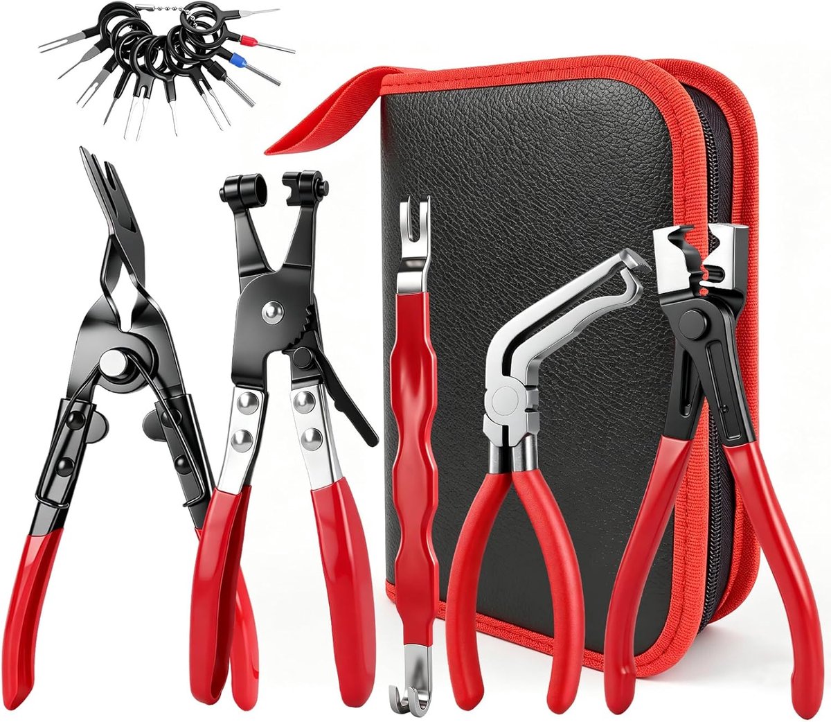 SnelShoppen - 5PCS Elektrische Trennzange Kit voor Elektrostecker, Kfz-Schlauchklemme Zange met Opbergdoos, Slangclip Verwijderingsgereedschap voor Au