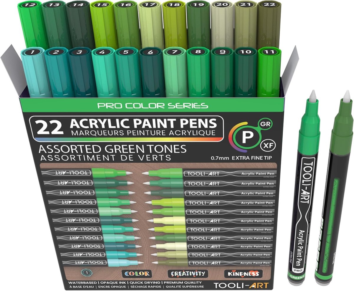 SnelShoppen - Acrylic Paint Pens 22 Kleurenset - 0.7mm Extra Fijne Tip - Perfect voor Rock Art, Glas, Hout, Metaal, Canvas, Tekenen en Detailing - Sne
