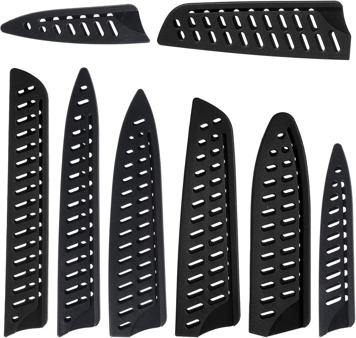 Universele messenschede set van 8 stuks, PVC mesbeschermhoes voor keukenmessen, veiligheidsbescherming, lemmetbescherming en multifunctioneel gebruik