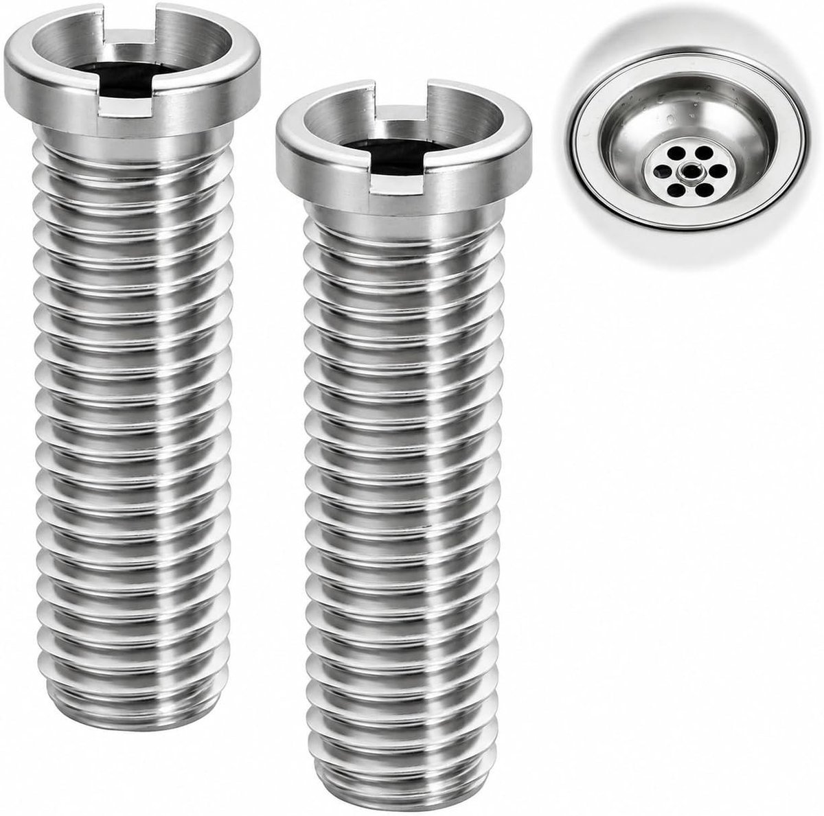 Wastafelzeef Schroef Set van 2, Roestvrijstalen Afvoerplug en Gootsteenzeef M12 x 45 mm, Duurzame Holle Schroeven voor Keuken en Badkamer