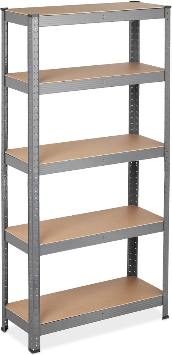 JCP® Magazijnstelling - 5 Verdiepingen - Stellingkast - Opbergrek - Grijs - 60cm x 75cm x 150cm