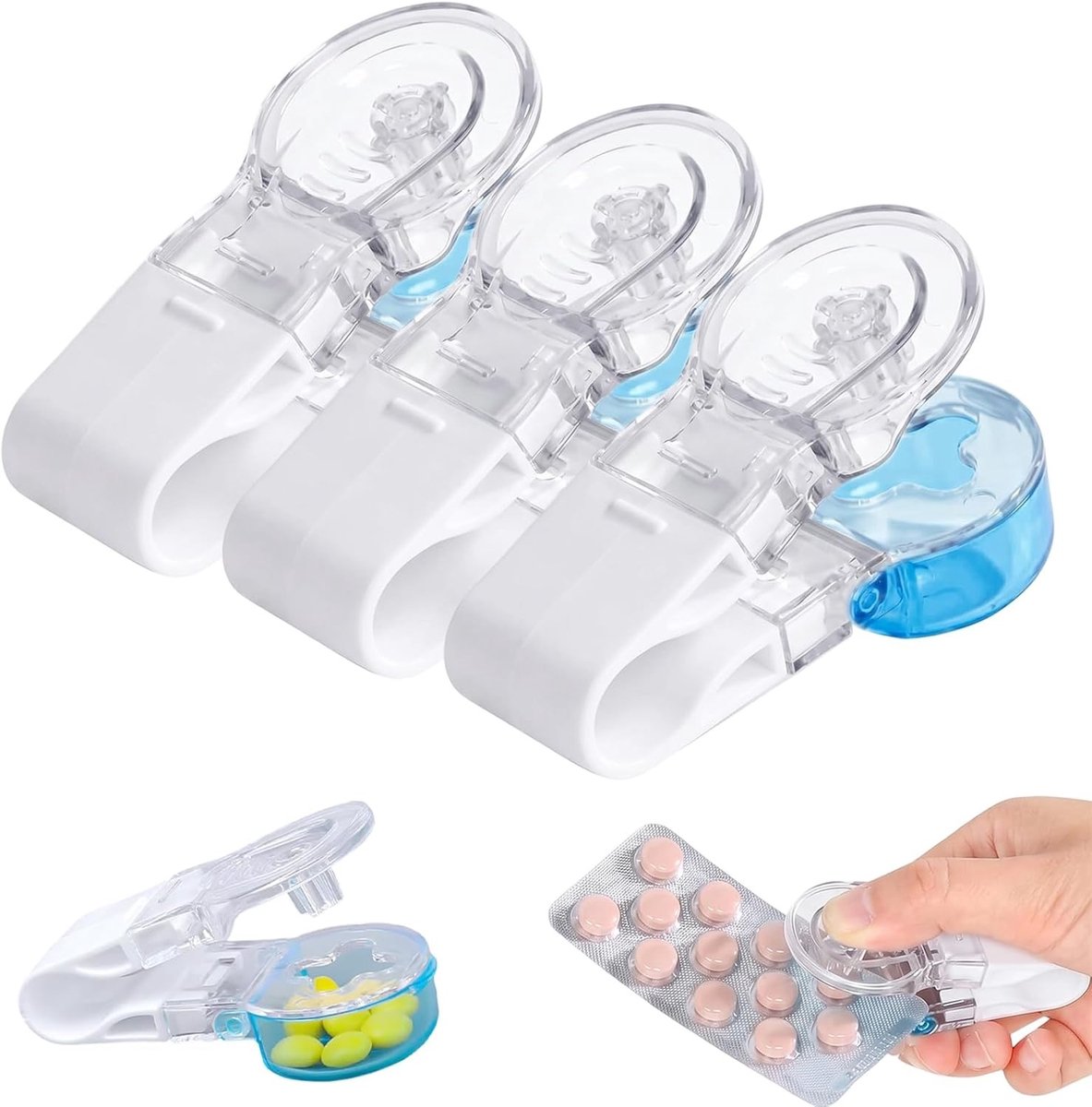 Tabletverdeler en Medicijnsnijder met Innamehulp - Mini Draagbare Pillendoos voor Ouderen, Transparant en Handig voor Reizen